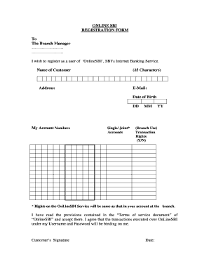 Sbi Net Banking Form PDF
