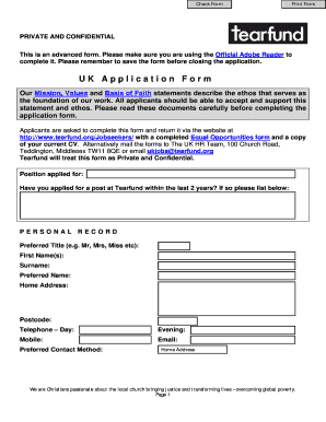 Tearfund Application Form