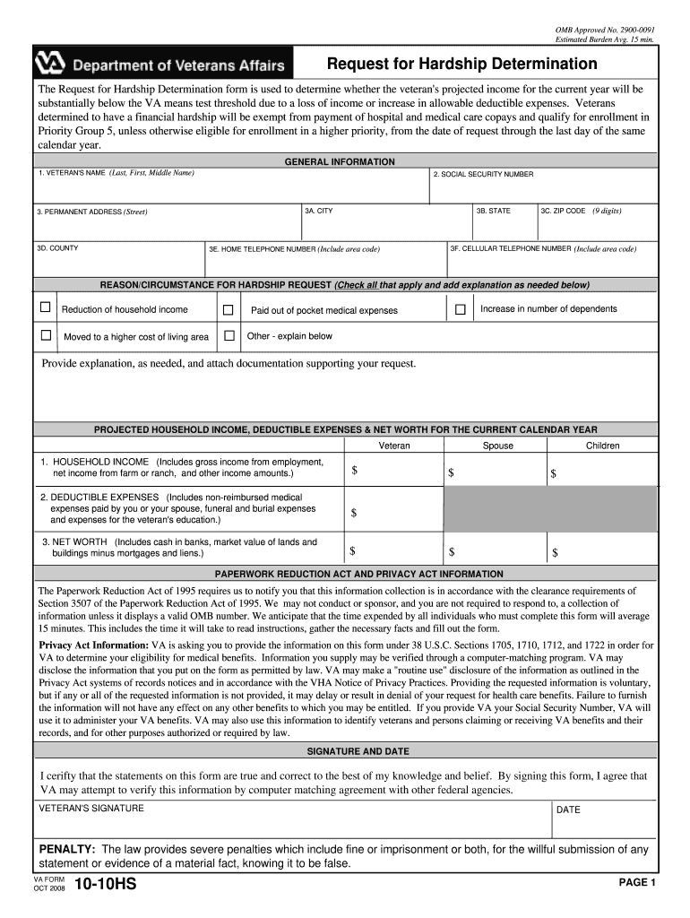  Va Form 10 10hs 2008