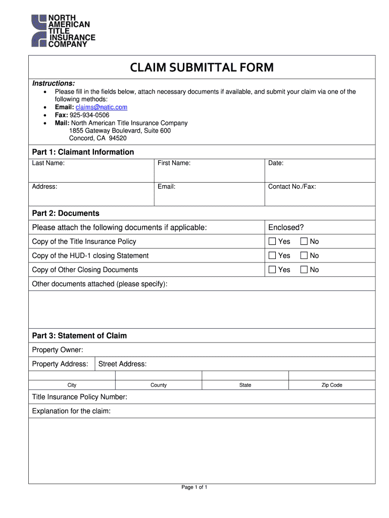 CLAIM SUBMITTAL FORMSignNow  Fill Out and Sign Printable