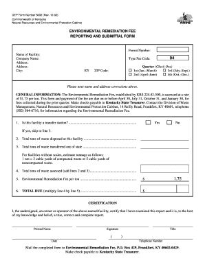 ENVIRONMENTAL REMEDIATION FEE REPORTING and Dep Ky  Form