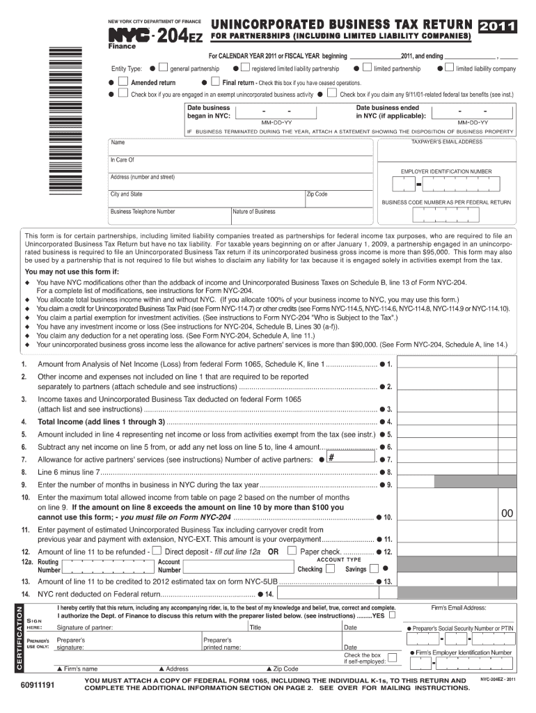  204ez No Federal  Form 2011