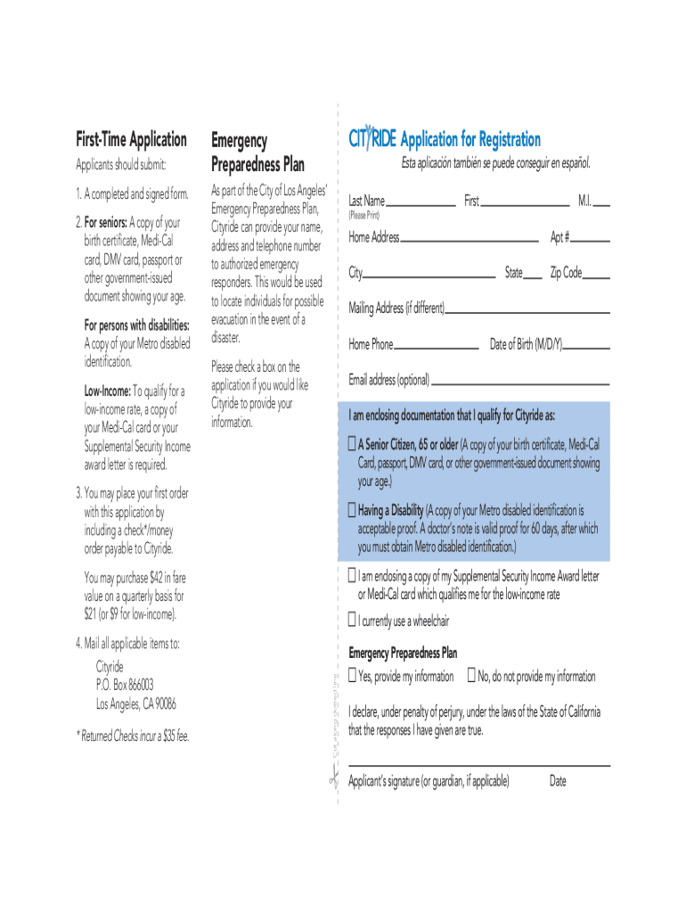 Cityride Application  Form