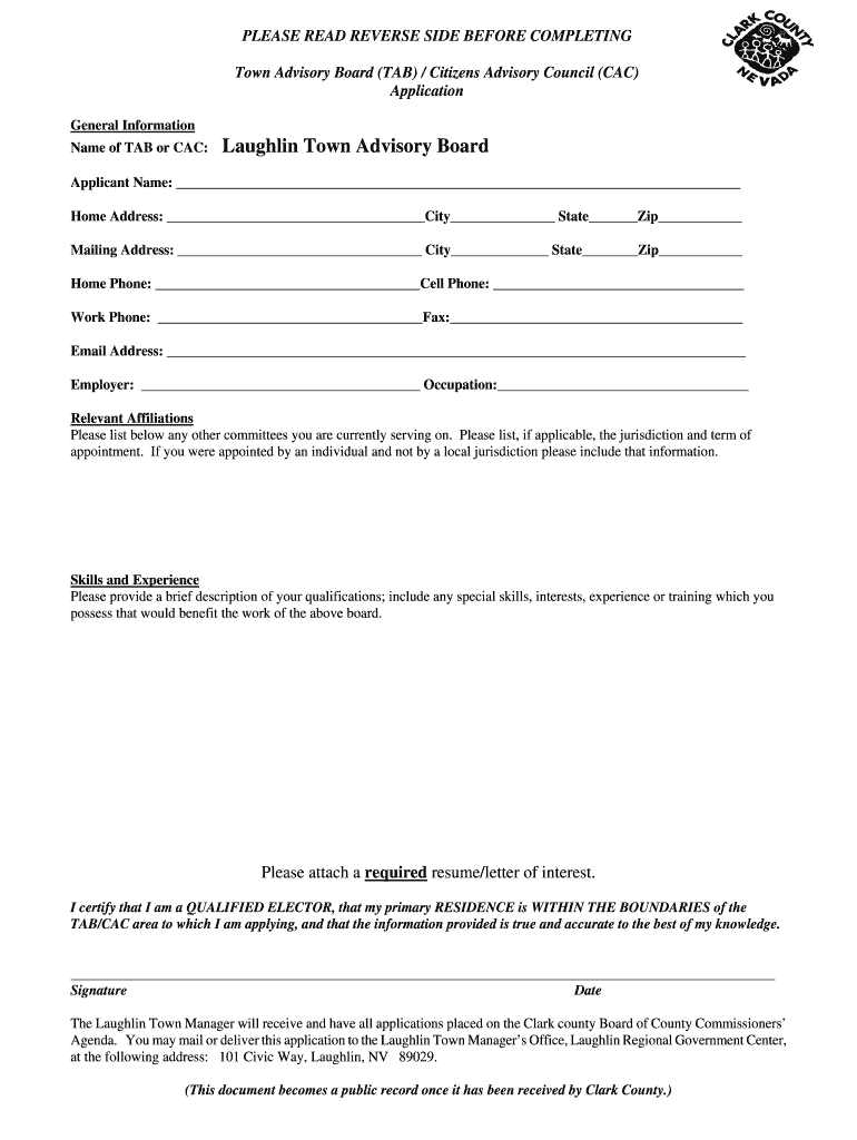 LTAB Application  Clark County  Clarkcountynv  Form