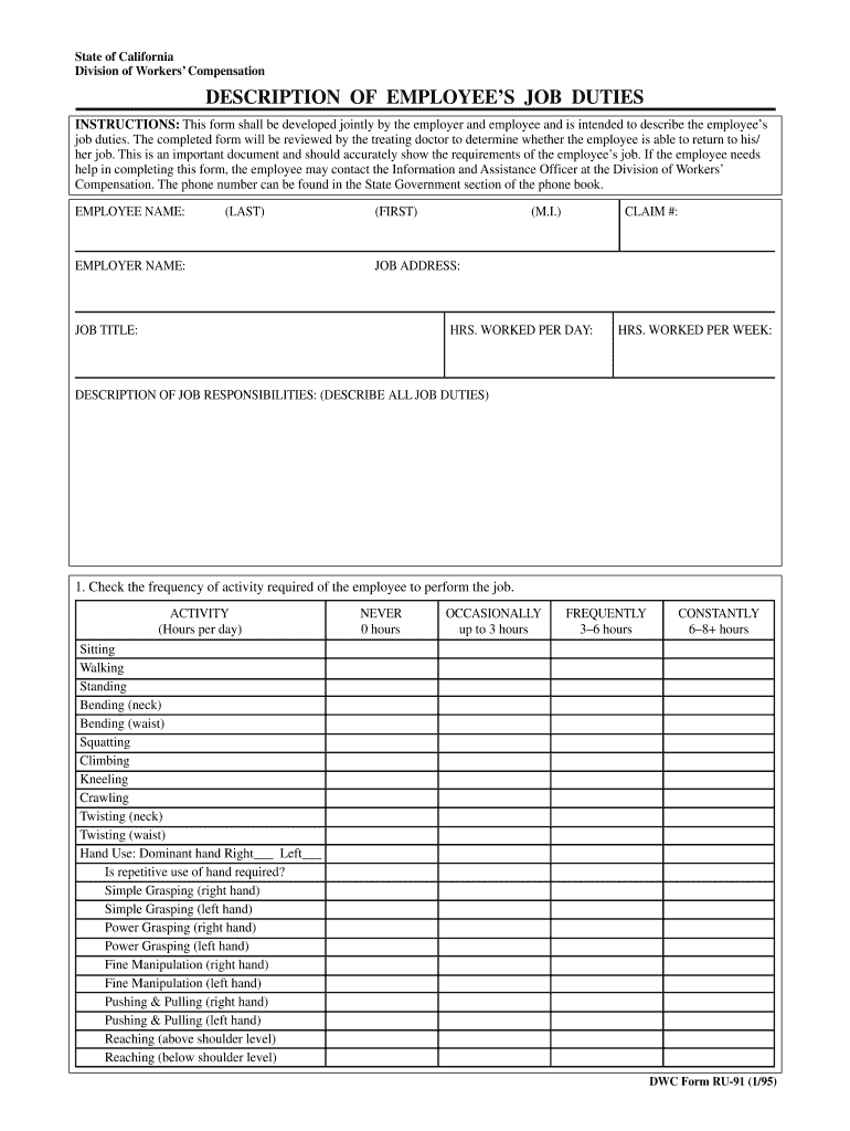  Job Description Ru91  Form 1995-2024