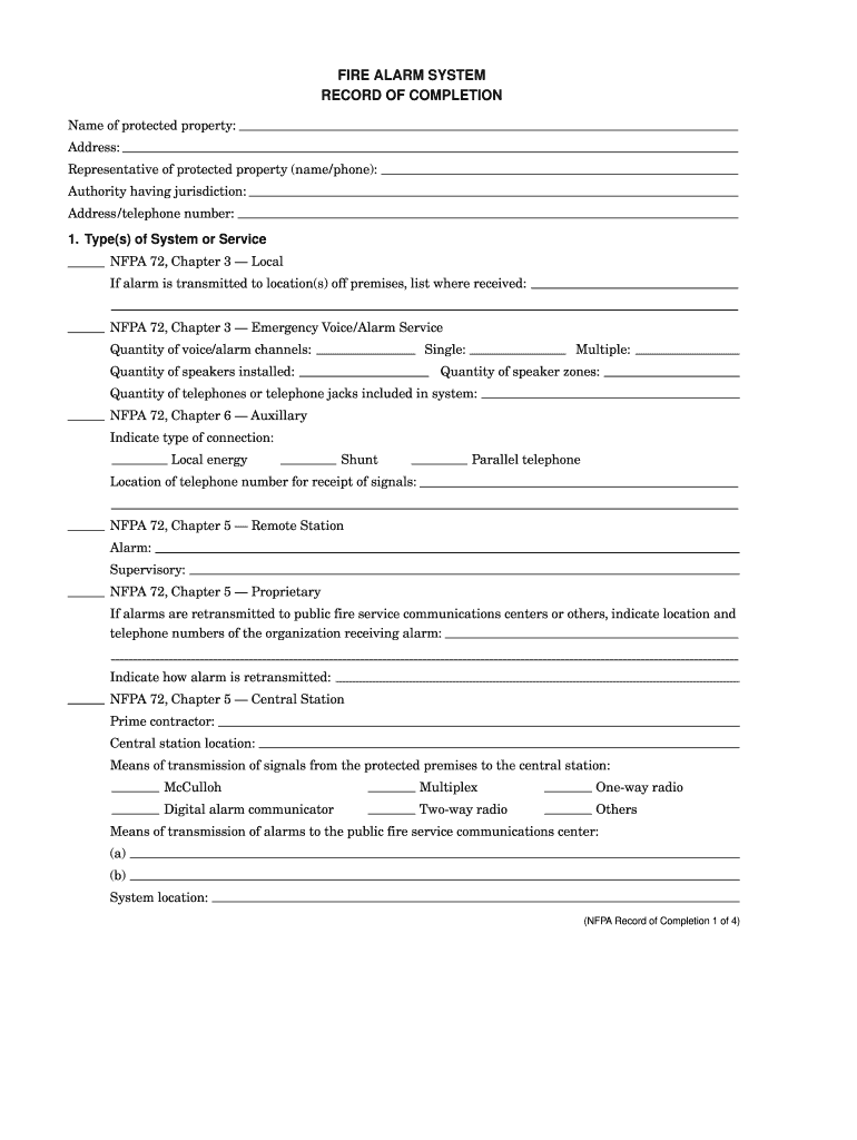 Fire System Record  Form