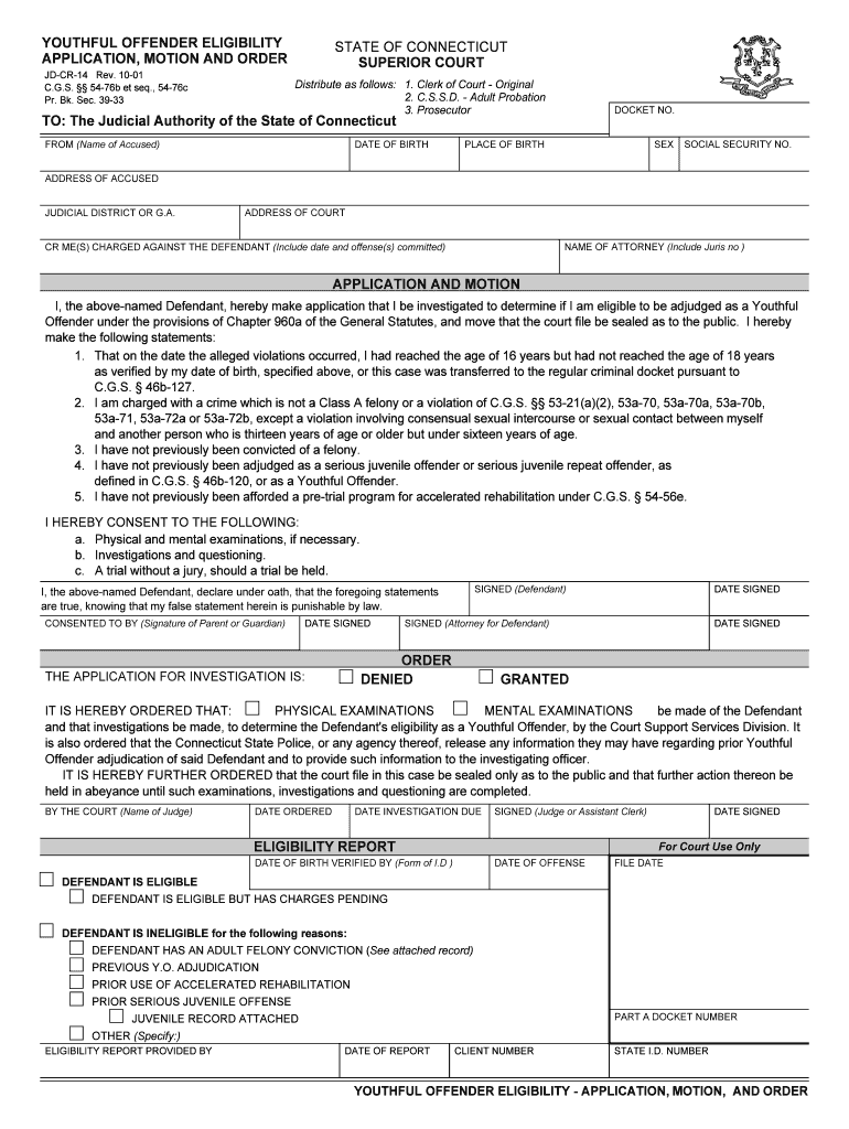 Connecticut Youthful Offender  Form