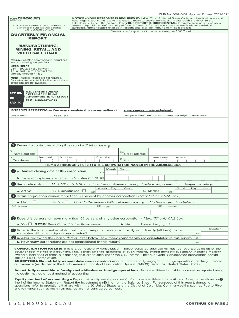 Get and Sign Qfr 200 Mt Fillable Form 2009