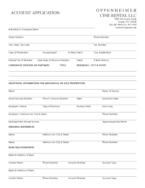 Oppenheimer Fillable Application Form