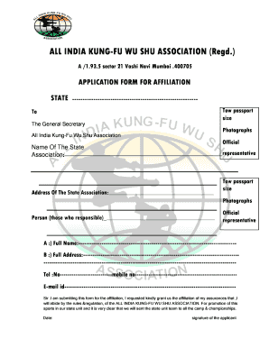 Kung Fu Application Form