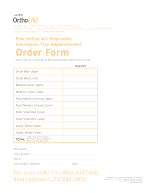 Orthocad Order  Form