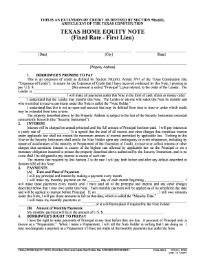 Texas Home Equity Note Fixed Rate First Lien Form 3244 1PDF