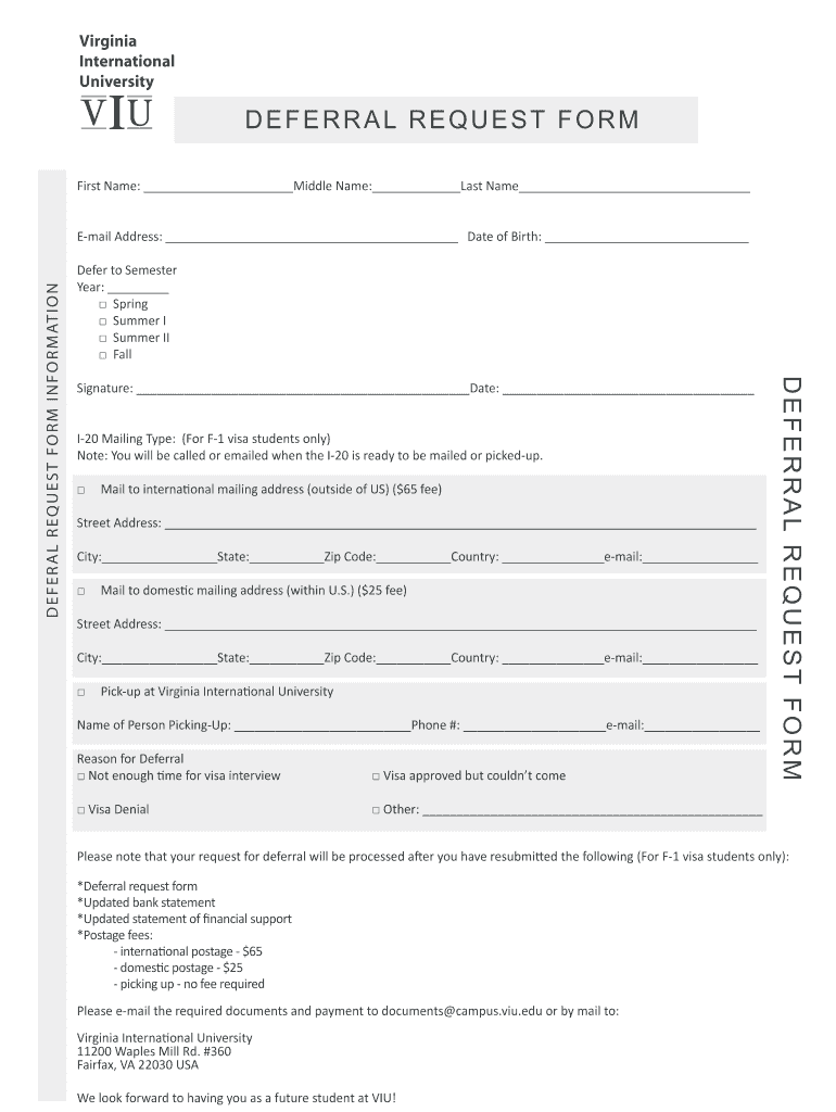 Payment Deferral Form