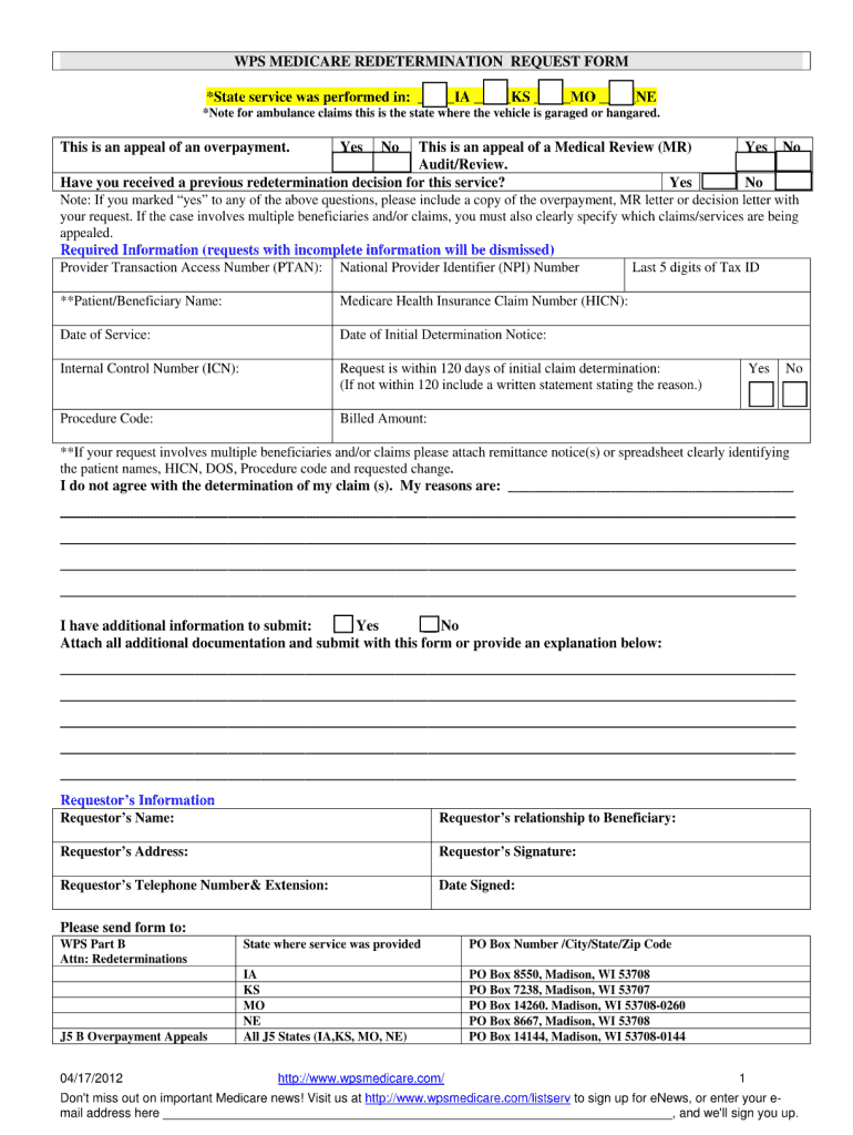 Wps Redetermination Form