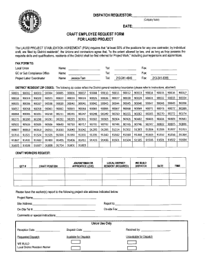 Lausd Craft Request Form