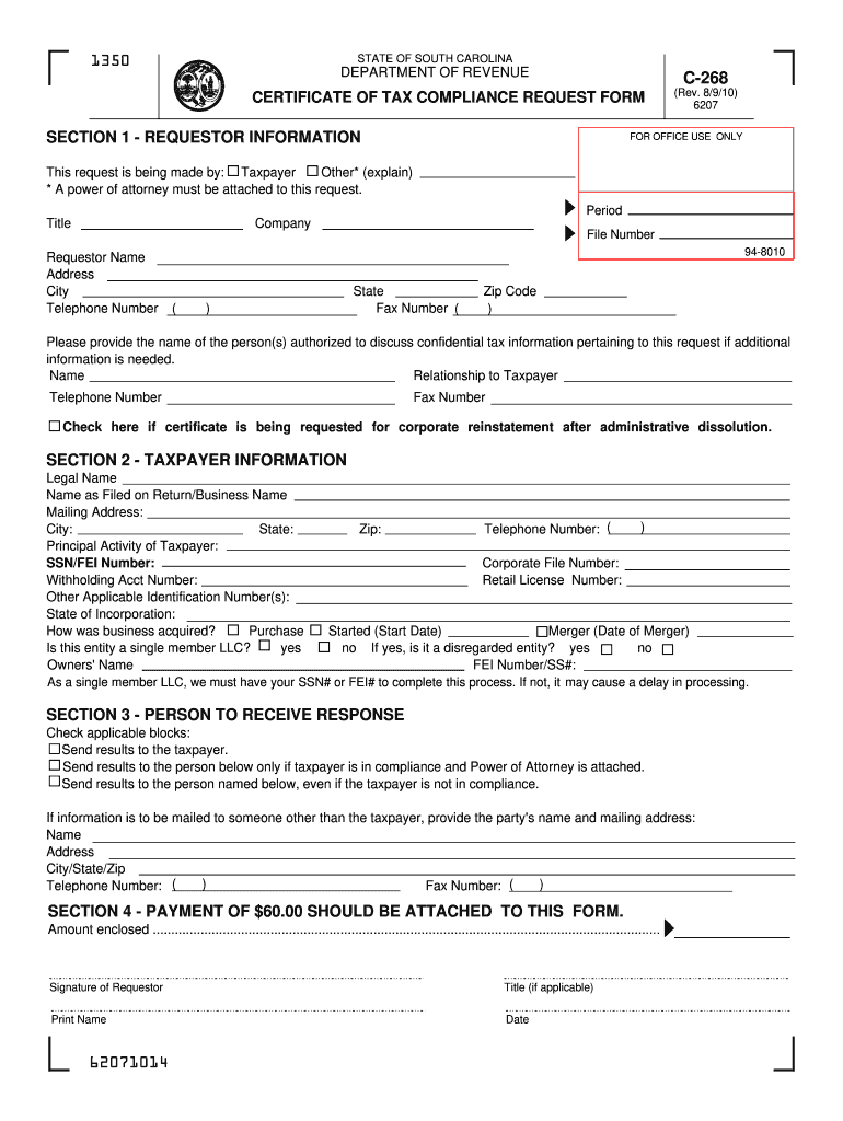 South Carolina Department Of Revenue Form C 268 Fill Out And Sign