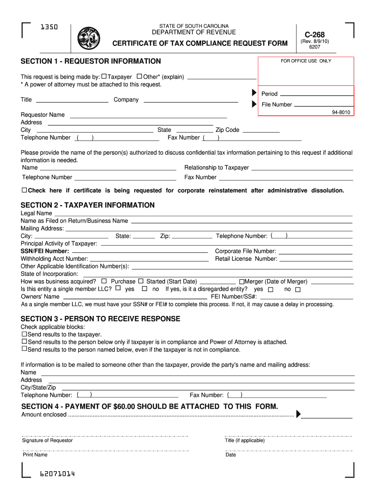  South Carolina Department of Revenue Form C 268 2018