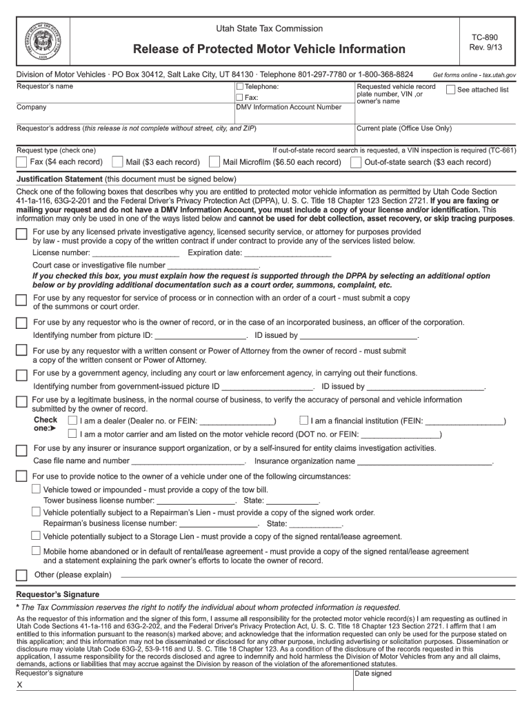 Get and Sign Tc 890 Form 2013-2022