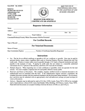 Texas Apostille PDF Form