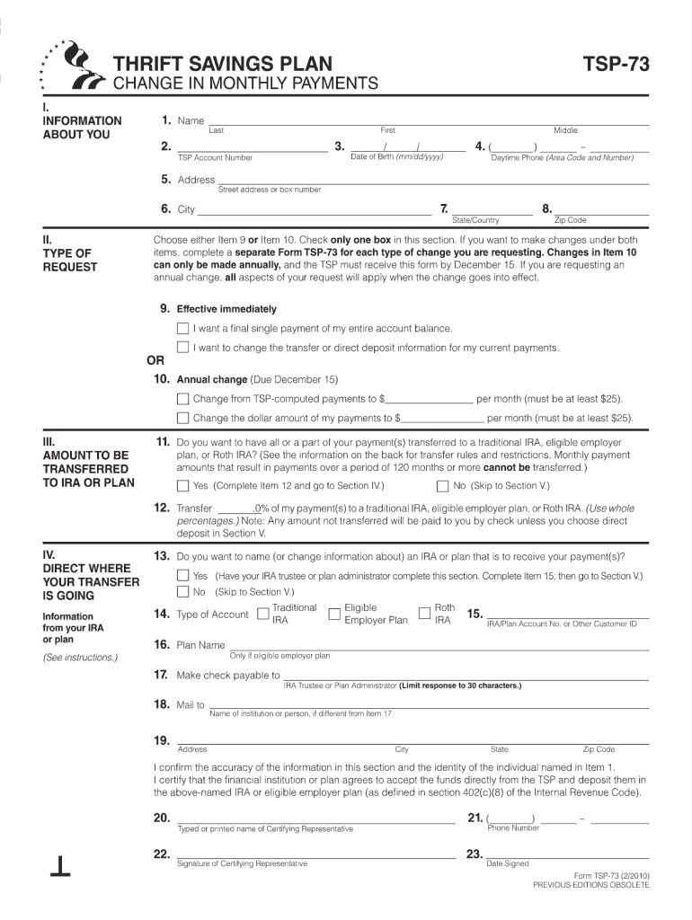  Tsp Form 73 2013