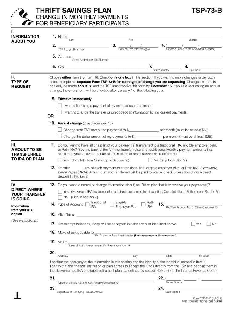 Can You File Tsp 73 Online  Form