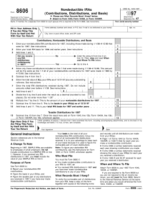 Nondeductible IRAs Contributions, Distributions, and Basis Irs  Form