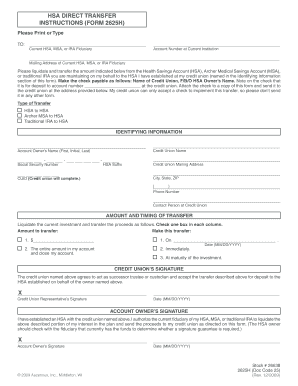 HSA DIRECT TRANSFER INSTRUCTIONS FORM 2625H X X Acuonline