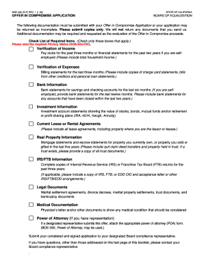 Ca Boe Fillable Offer in Compromise Application Form