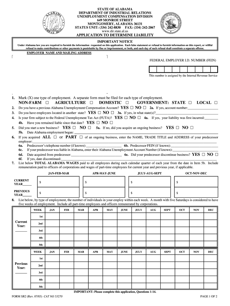  Sr2 Application  Form 2003