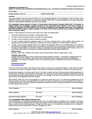 Copyright Transfer Form PDF SPIE Spie