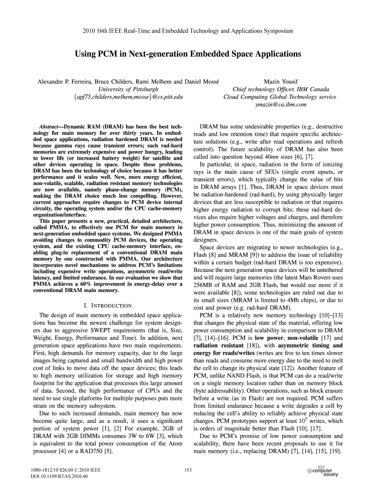Using Pcm in Next Generation Embedded Space Applications Form