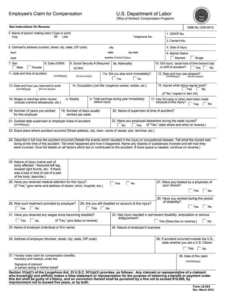  Form 203 2012-2024