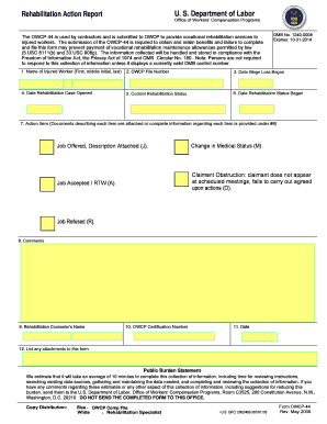  Owcp Form 44 Rehabilitation Action Report 2008-2024