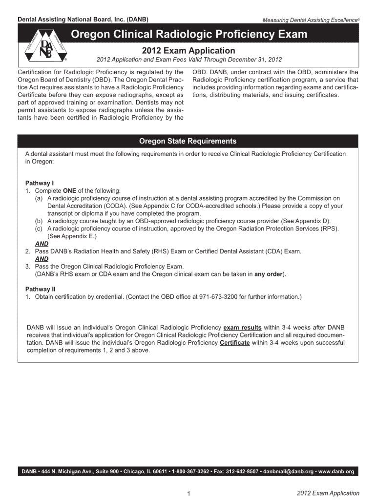 Oregon Clinical Radiologic Proficiency Exam Form