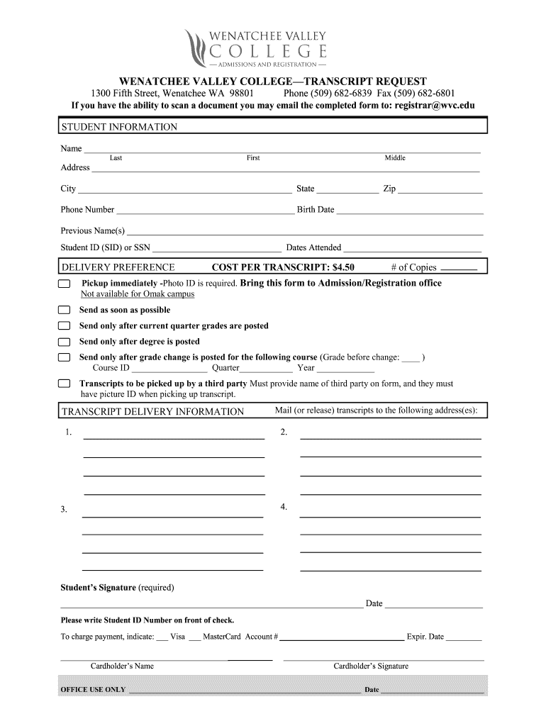 Get and Sign Wvc Transcript  Form