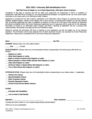 Voluntary Eeo Identification Form