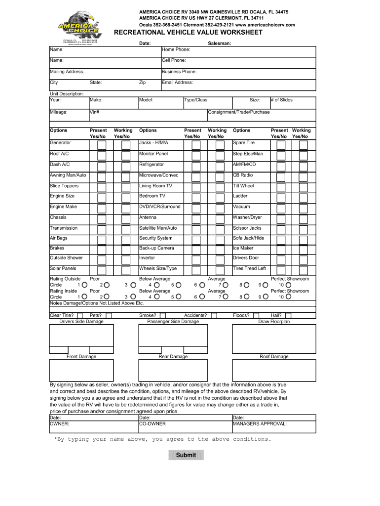 Rv Appraisal Form