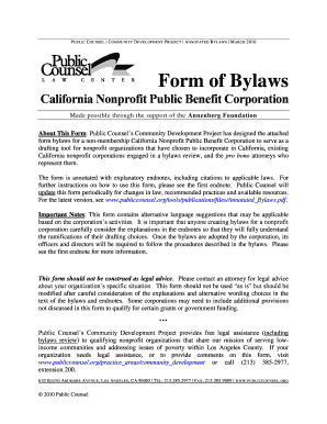 Public Bylaws Public Counsel Form