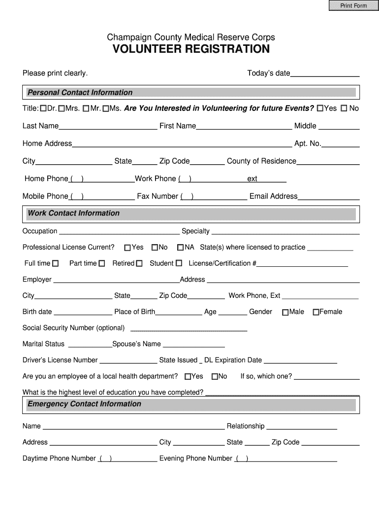 WEST CENTRAL OHIO MEDICAL RESERVE CORPS  Form