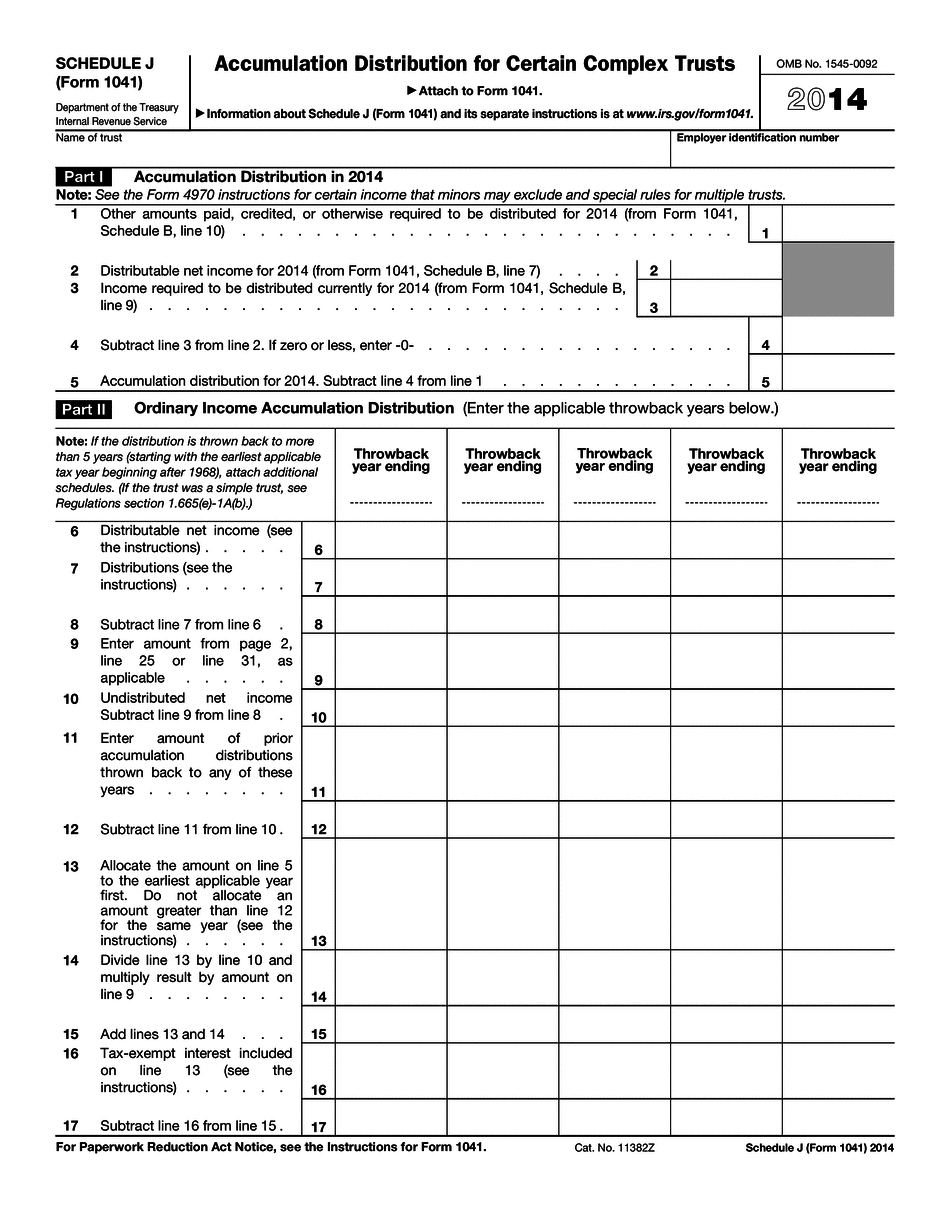 SCHEDULE J Form 1041  Irs