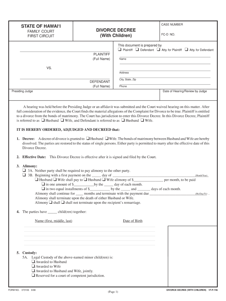  Divorce Decree  Form 1998