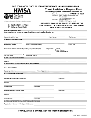 Hmsa Travel Request Form