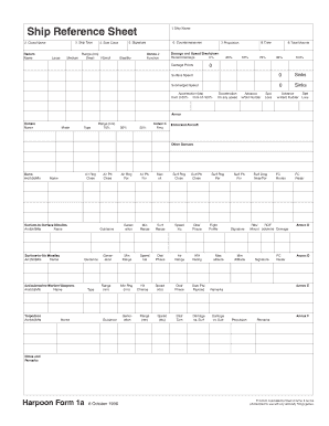 Ship Reference Sheet Clash of Arms  Form