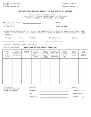 OIL and GAS ROYALTY REPORT to the STATE of MONTANA Dnrc Mt  Form