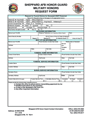 Sheppard Afb Honor Guard  Form