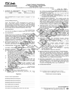 Roommate Amendment  Form
