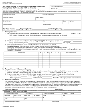 Tra Weekly Request for Allowances Mileage Form