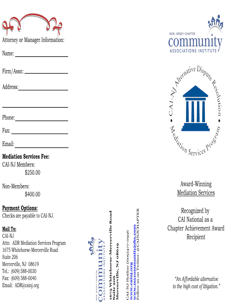 New Jersey Cai Adr Forms