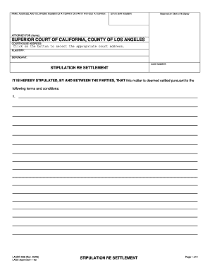 Stipulation Re Settlement Form