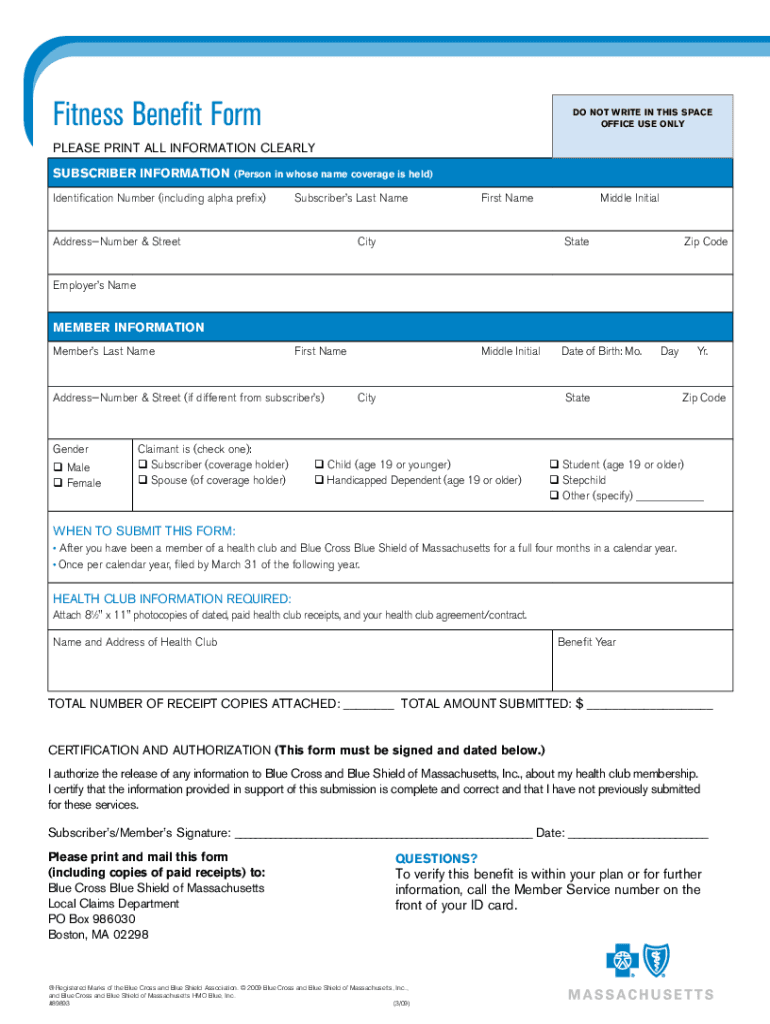 Blue Cross Blue Shield Fitness Reimbursement Form